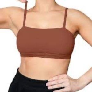 Womens Light Brown Bandeau Sports Bras Bralette Adjustable Straps